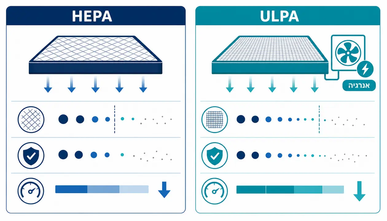 השוואת מערכי סינון HEPA מול ULPA בחדר נקי