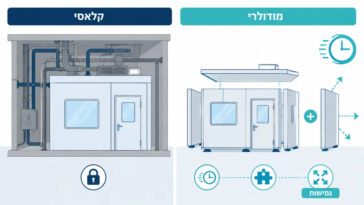 השוואה בין חדר נקי מודולרי לבנייה קלאסית