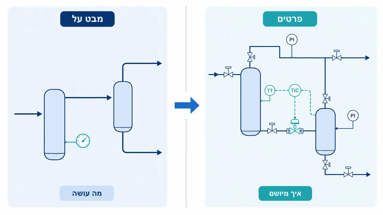 ההבדל בין תרשים PFD לתרשים P&ID
