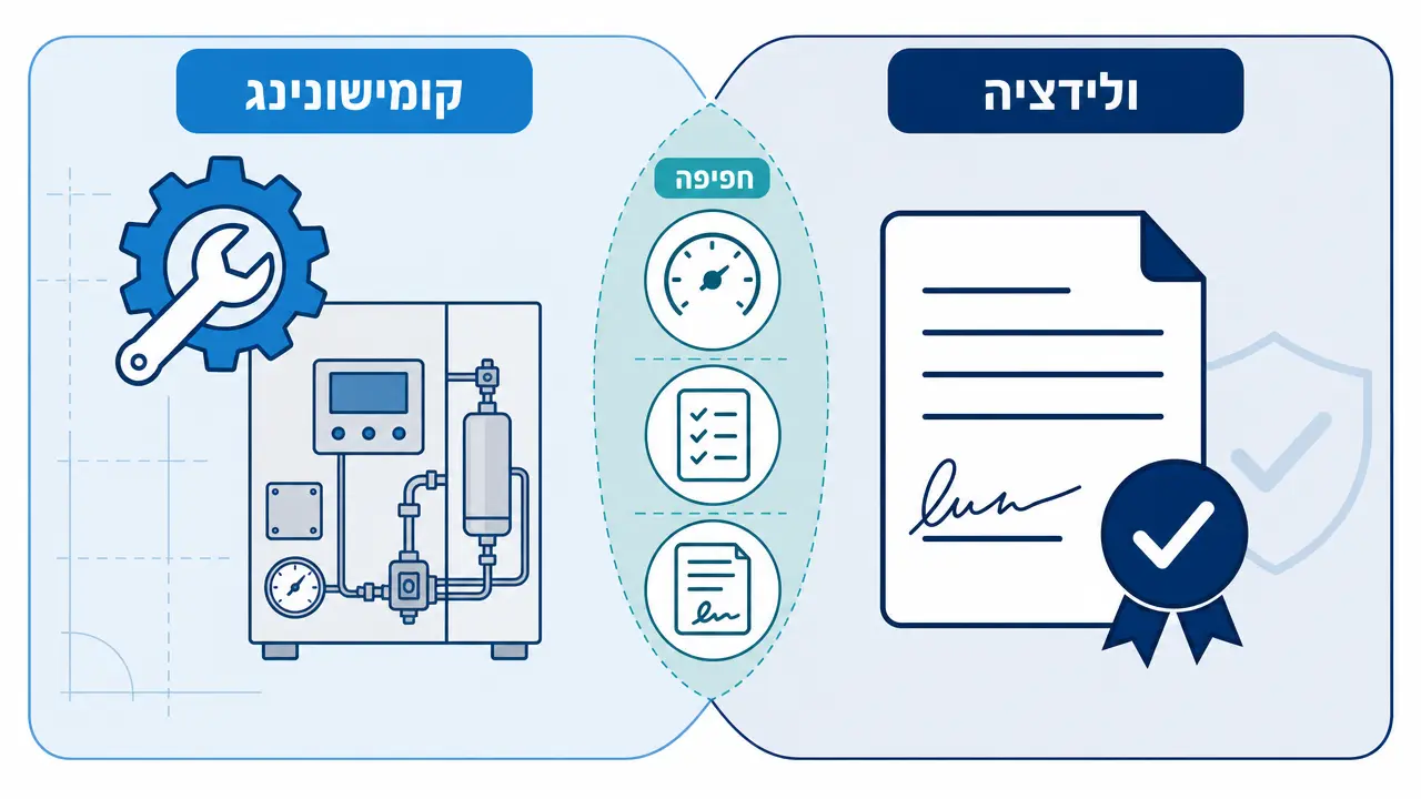 ההבדל בין קומישיונינג לוולידציה במפעל פרמצבטי