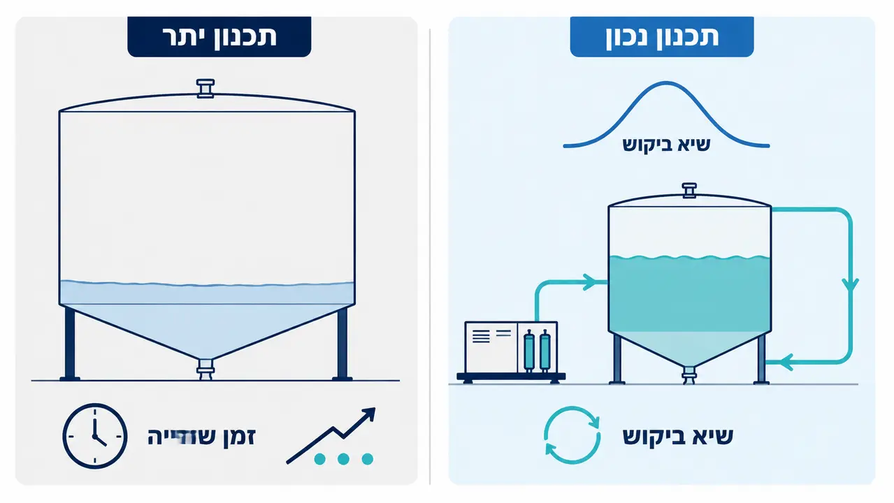 קביעת קיבולת ונפח מיכל למערכת מים מטוהרים