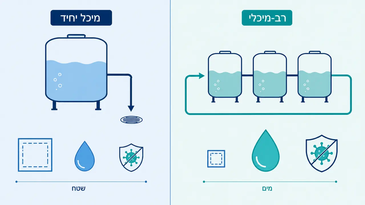 השוואה בין תצורת מיכל יחיד לתצורה רב-מיכלית במערכת CIP