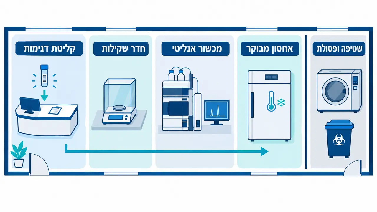 מפת האזורים הפיזית במעבדה מודרנית