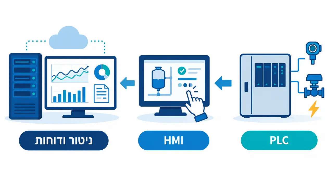 ההבדל התפקודי בין PLC, HMI ו-SCADA בקווי ייצור פרמצבטיים