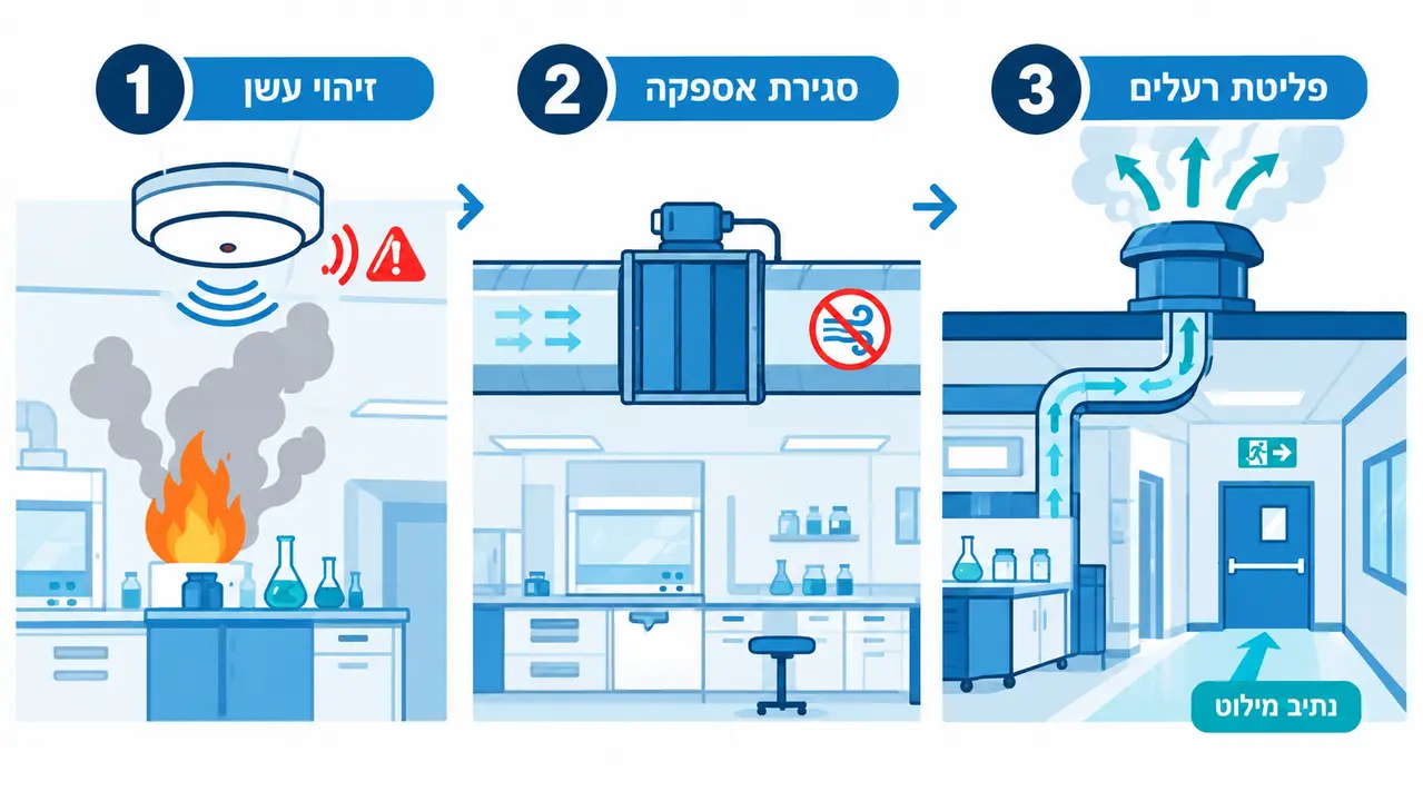 אינטגרציה בין מערכות אוורור, גילוי אש ופינוי עשן במעבדה