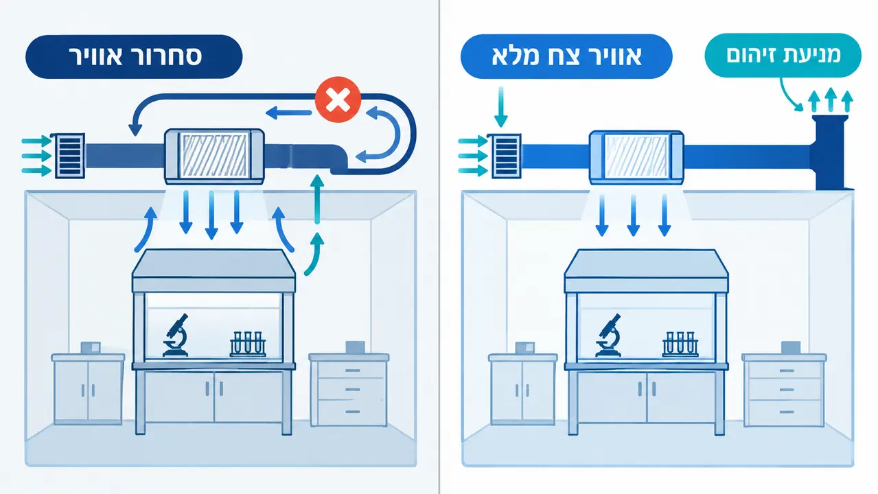 הפרדת זרימות אוויר במעבדת פארמה למניעת זיהום צולב