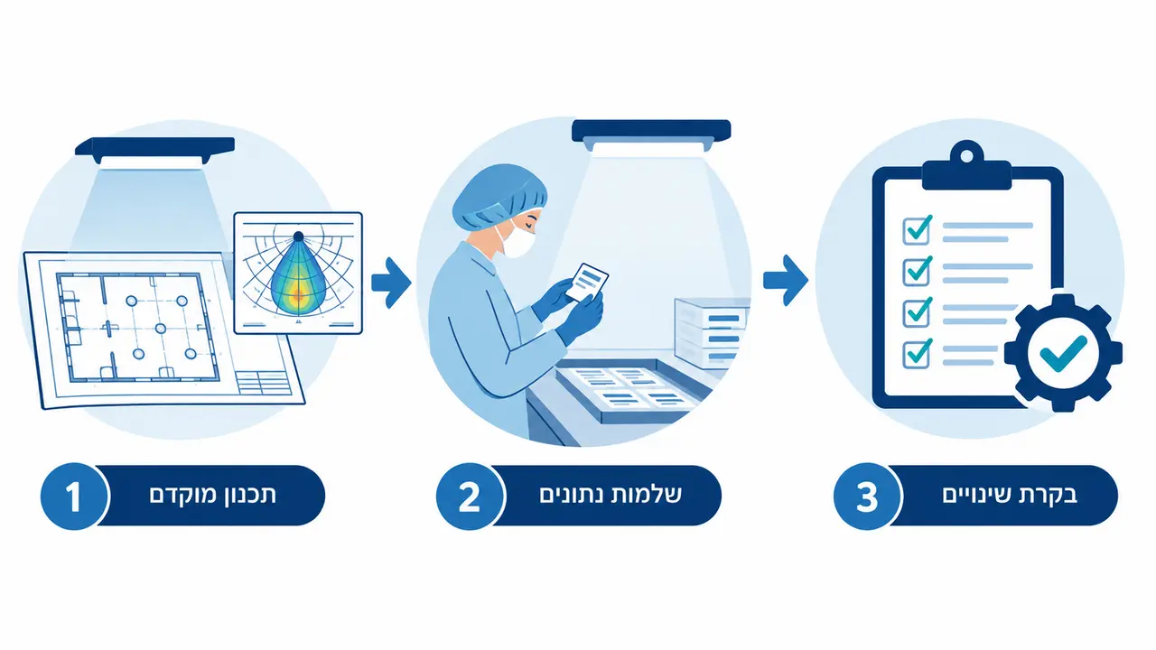 תכנון תאורת מעבדה בתעשיית הפארמה לפי עקרונות GMP
