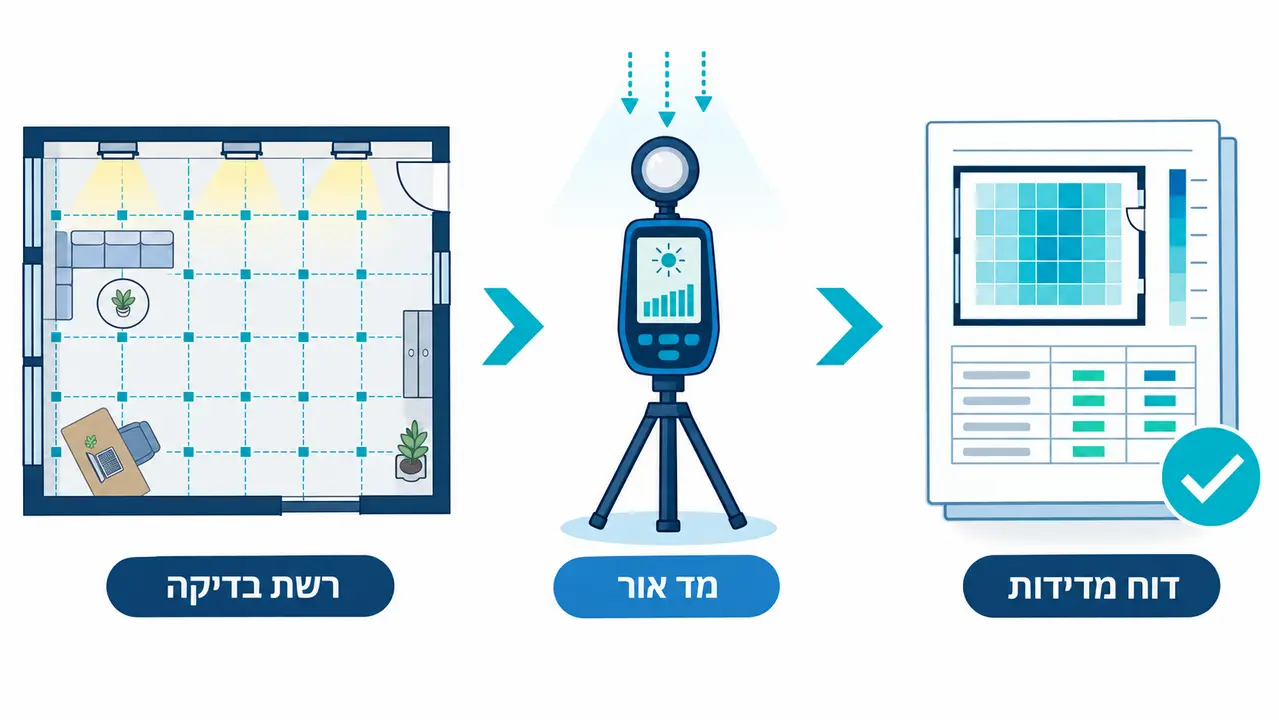 בדיקות קבלה ואימות של מערכת התאורה במעבדה