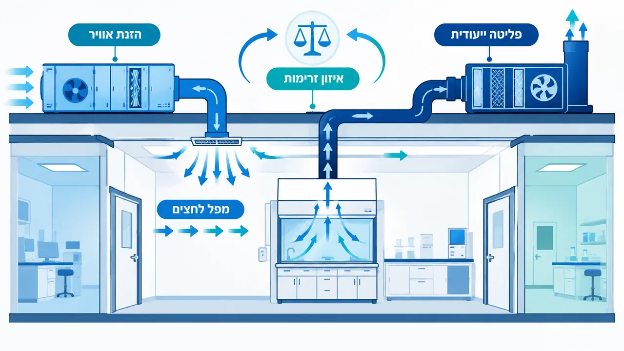‏מערכת אוורור למעבדה לפי התקנים והדרישות