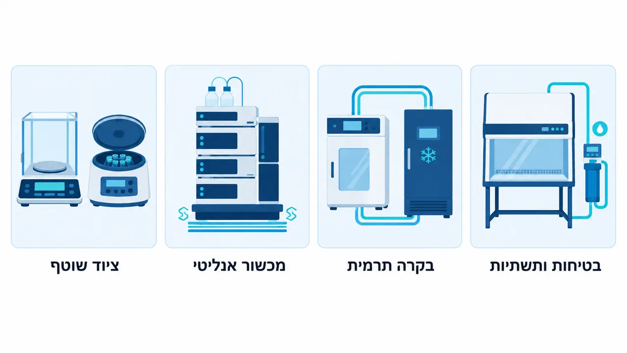 קטגוריות הציוד המרכזיות בפרויקט הקמת מעבדה מקיף